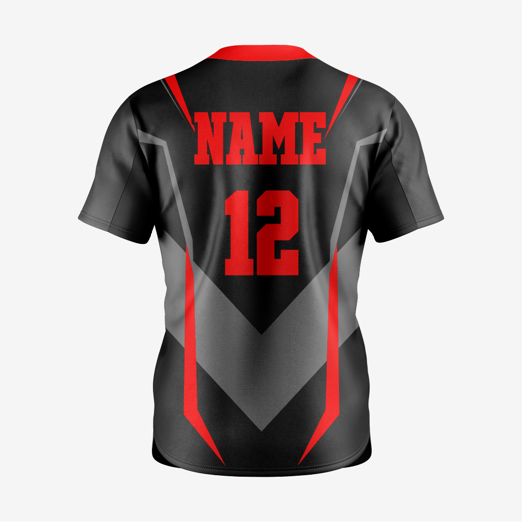 Custom Red/Black Softball 2-Button Jersey for Men/Women