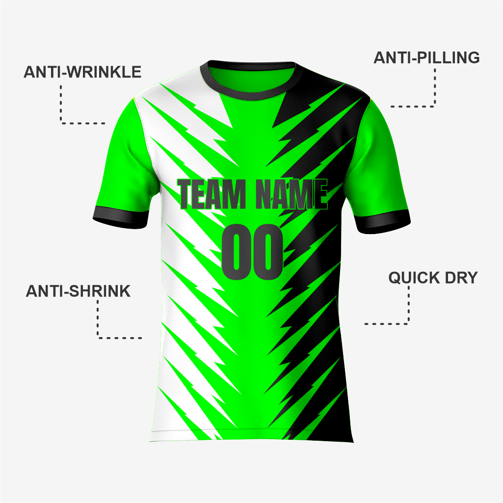 Top-Quality Electric Green and Black Soccer Uniform - K2 Sportswear | Custom Sports Uniforms & Apparels - K2 Sportswear