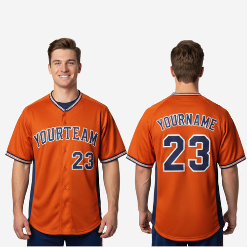 Personalized Baseball Jersey in Orange - Custom Team Name Number Sublimated Baseball Shirt