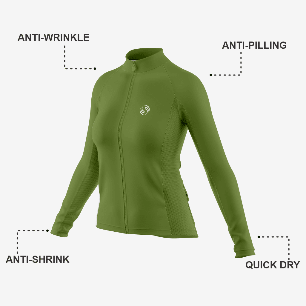 Pro-Level Women's Long Sleeve Cycling Jersey in Army Green - K2 Sportswear | Custom Sports Uniforms & Apparels - K2 Sportswear
