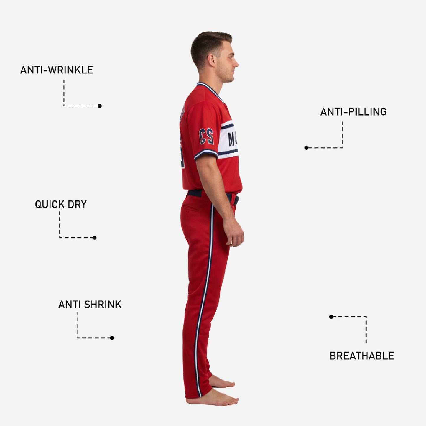 Personalized Baseball Team Uniform - Custom Jersey & Pants Set in Red