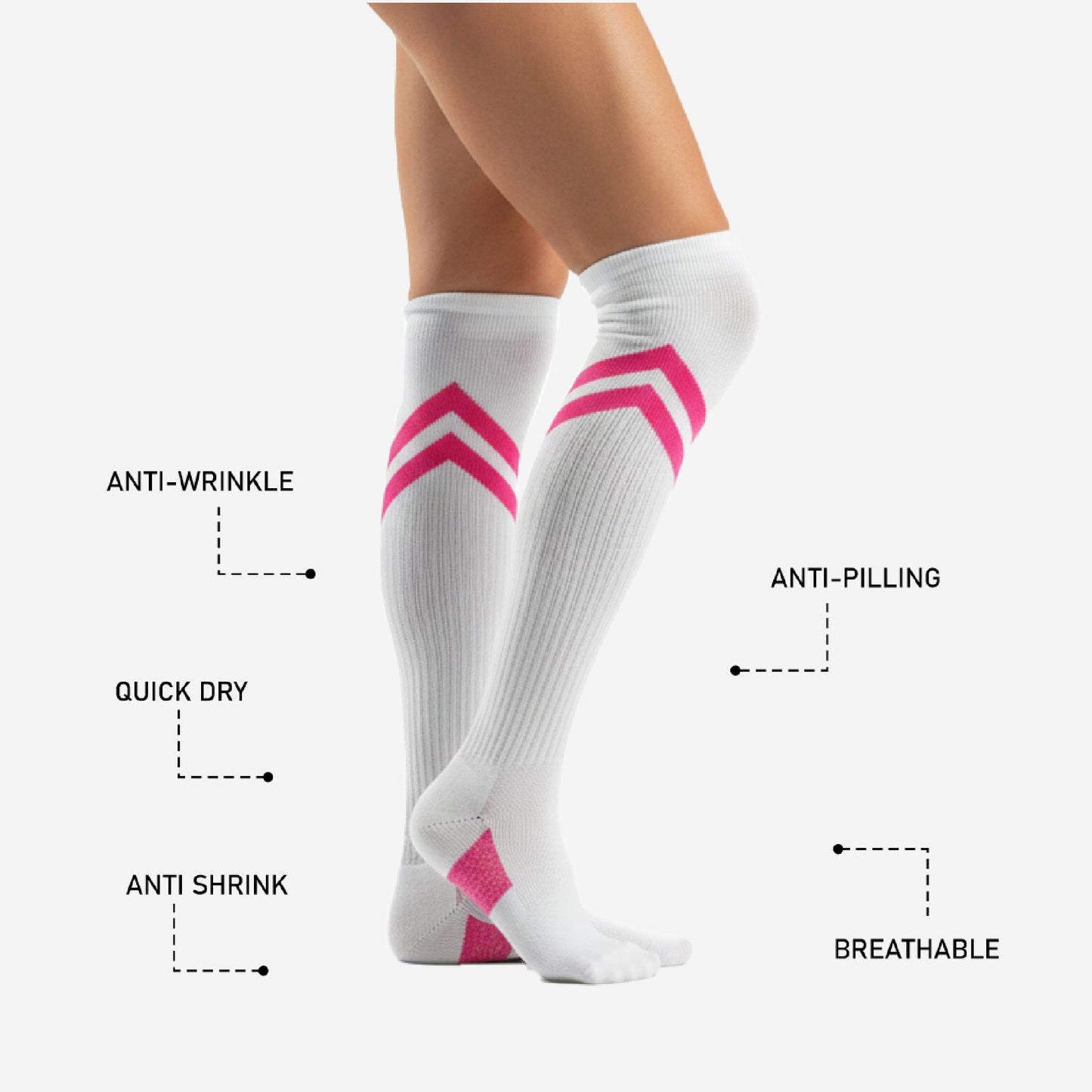 Custom Cheerleading Socks - Knee High Socks with Striped Cuff Team Colors