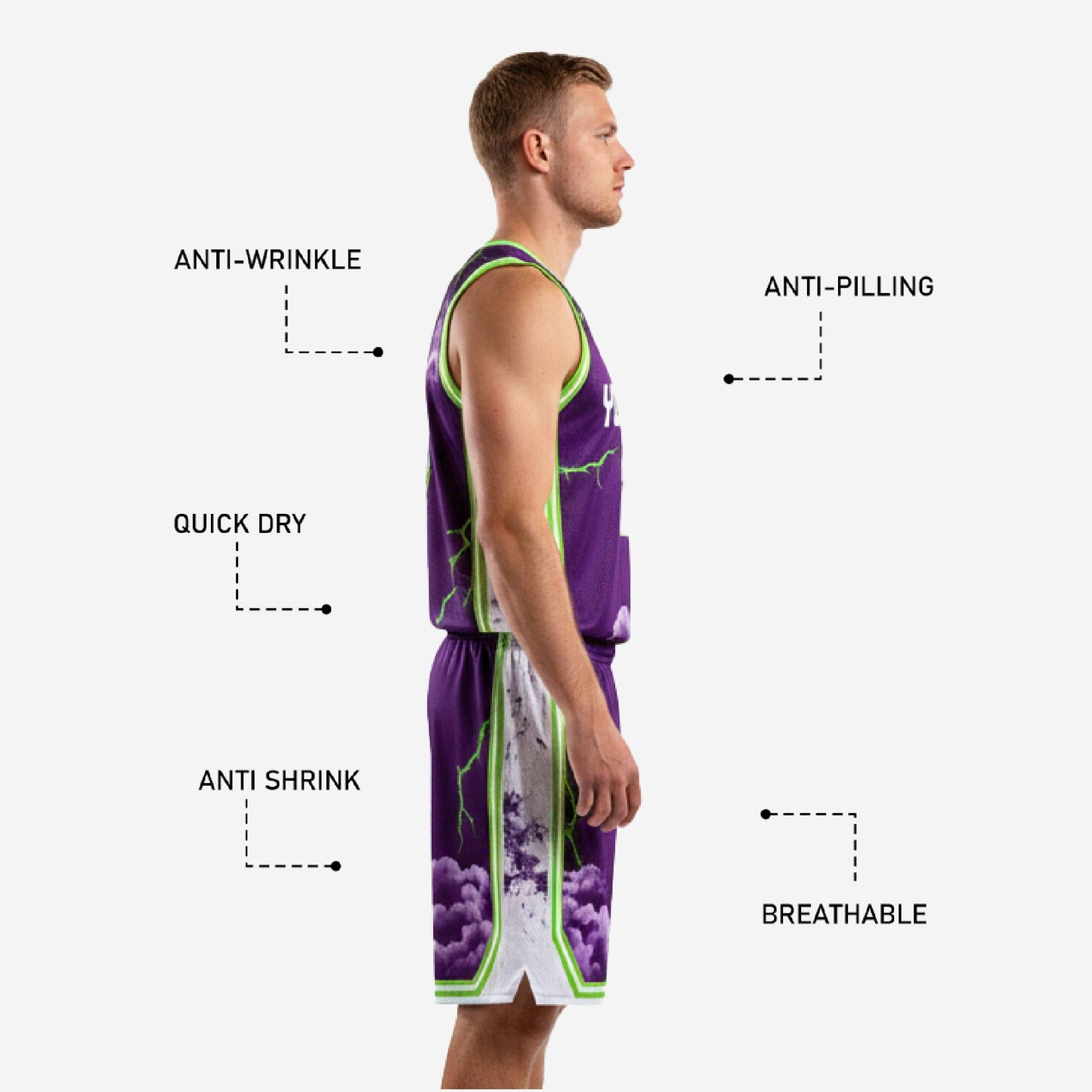 Custom Basketball Uniform - Sublimated Jersey & Shorts Team Set in Dark Purple