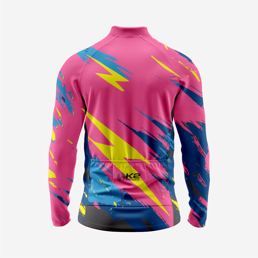 Men’s Long Sleeve Bike Jersey and Bib Shorts Set - Pink
