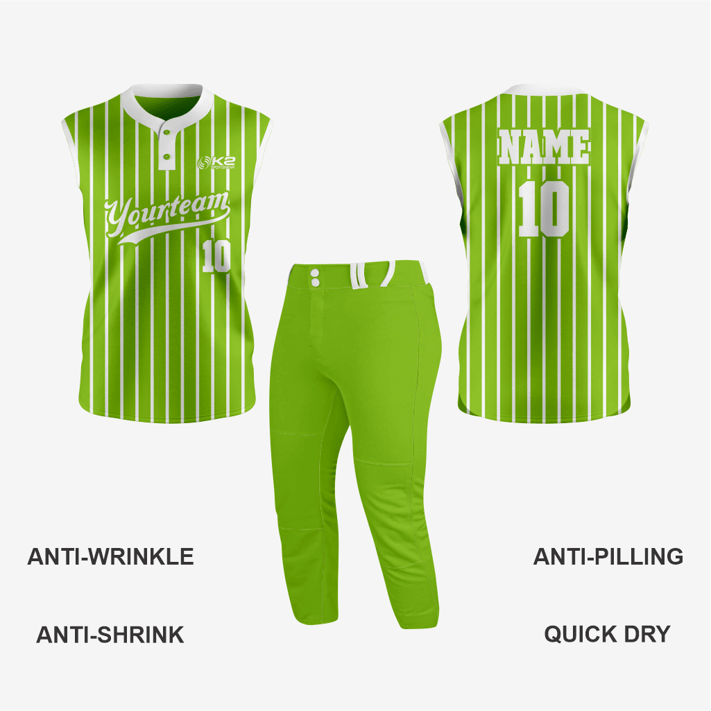 Custom Yellow Green Sleeveless 2 Button Softball Jersey – Perfect for Men/Women - K2 Sportswear | Custom Sports Uniforms & Apparels - K2 Sportswear