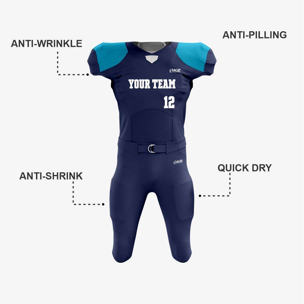 Personalized Dark Blue American Football Uniform – Men & Women - K2 Sportswear | Custom Sports Uniforms & Apparels - K2 Sportswear