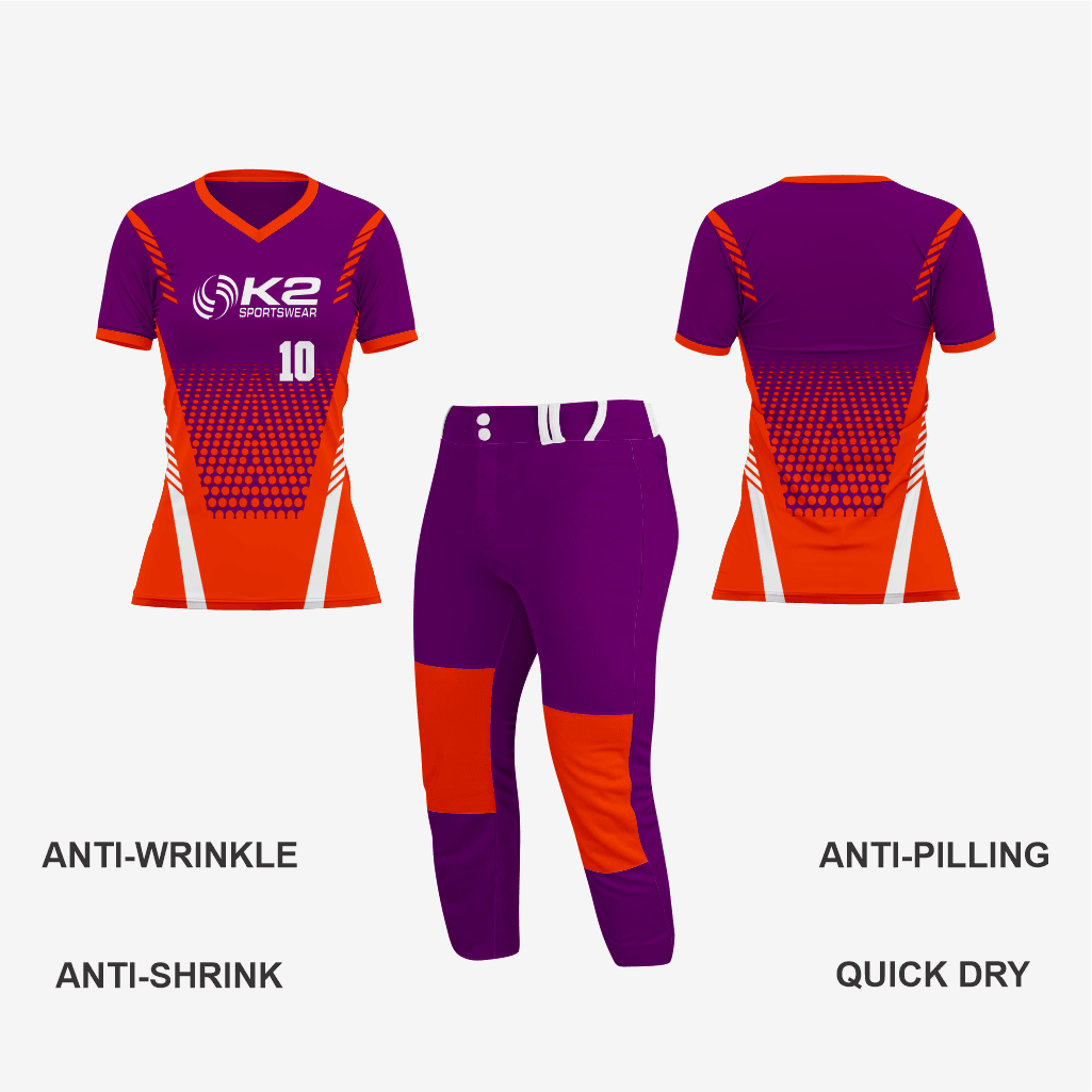 Custom Orange/Dark Purple Softball V-Neck Jersey for Men/Women - K2 Sportswear | Custom Sports Uniforms & Apparels - K2 Sportswear