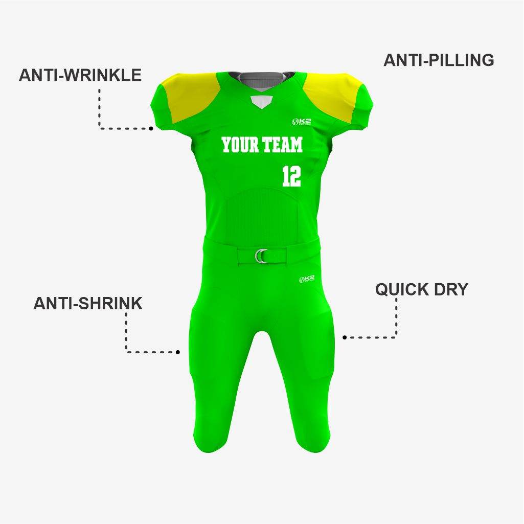 Custom Paris Green American Football Uniform – Men & Women - K2 Sportswear | Custom Sports Uniforms & Apparels - K2 Sportswear