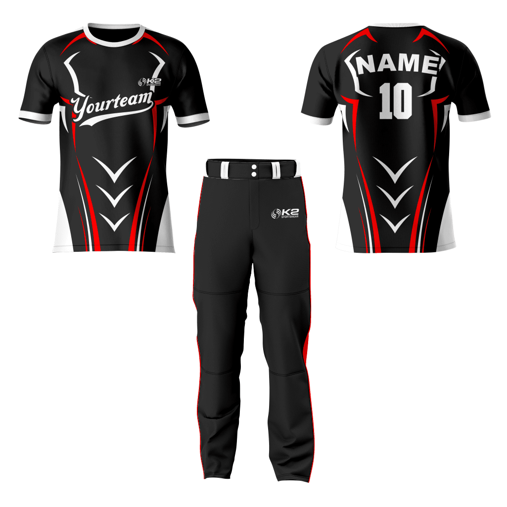 Unique Personalized Black Baseball Crew Neck Jersey - K2 Sportswear | Custom Sports Uniforms & Apparels - K2 Sportswear