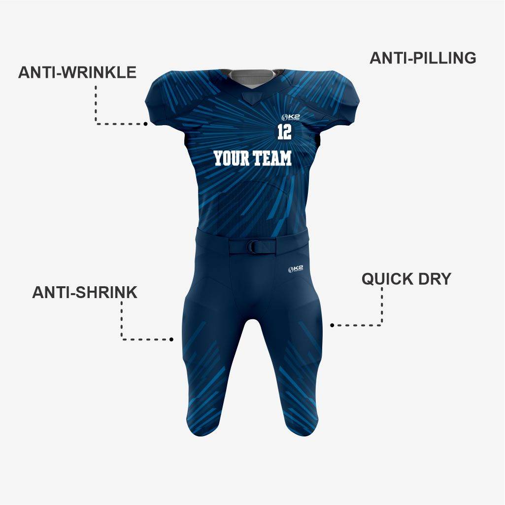 Custom American Football Uniform in Dark Blue - K2 Sportswear | Custom Sports Uniforms & Apparels - K2 Sportswear