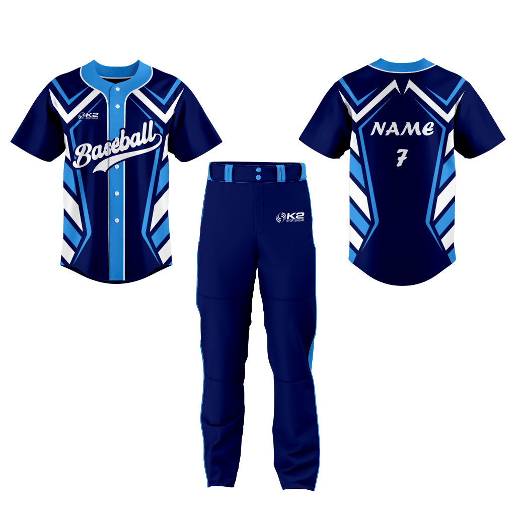Premium Dark Blue Custom Baseball Jersey – Full Button - K2 Sportswear | Custom Sports Uniforms & Apparels - K2 Sportswear