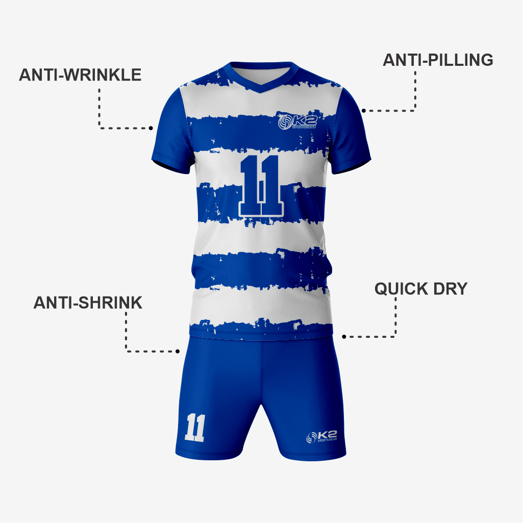 White/Blue Custom Volleyball Uniform Set for Teams - K2 Sportswear | Custom Sports Uniforms & Apparels - K2 Sportswear