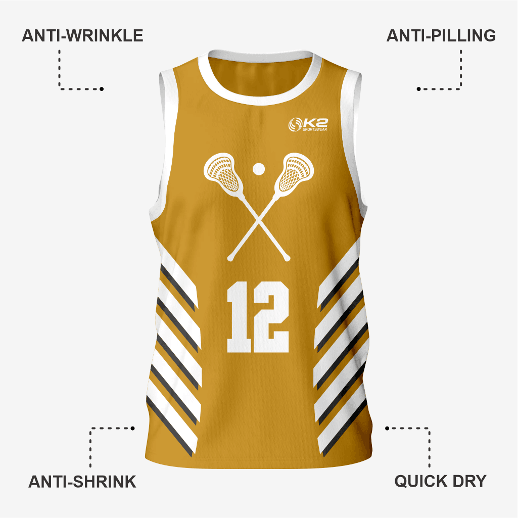 Custom Men's Golden Lacrosse Pinnie - K2 Sportswear | Custom Sports Uniforms & Apparels - K2 Sportswear