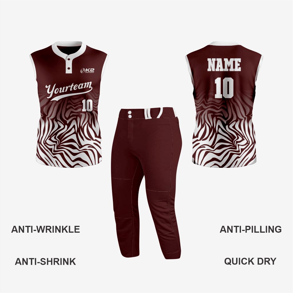 Custom 2-Button Sleeveless Softball Jersey – Dark Brown for Men/Women - K2 Sportswear | Custom Sports Uniforms & Apparels - K2 Sportswear
