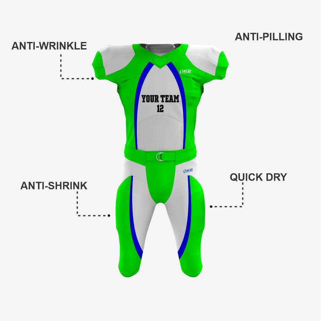 Green Personalized American Football Uniform for Men/Women/Youth - K2 Sportswear | Custom Sports Uniforms & Apparels - K2 Sportswear