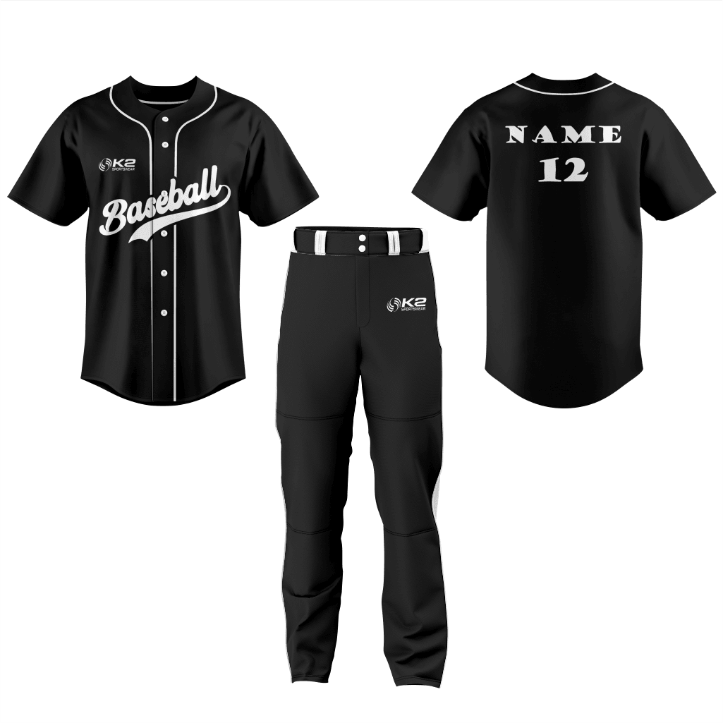Personalized Team Baseball Jersey in Black - K2 Sportswear | Custom Sports Uniforms & Apparels - K2 Sportswear