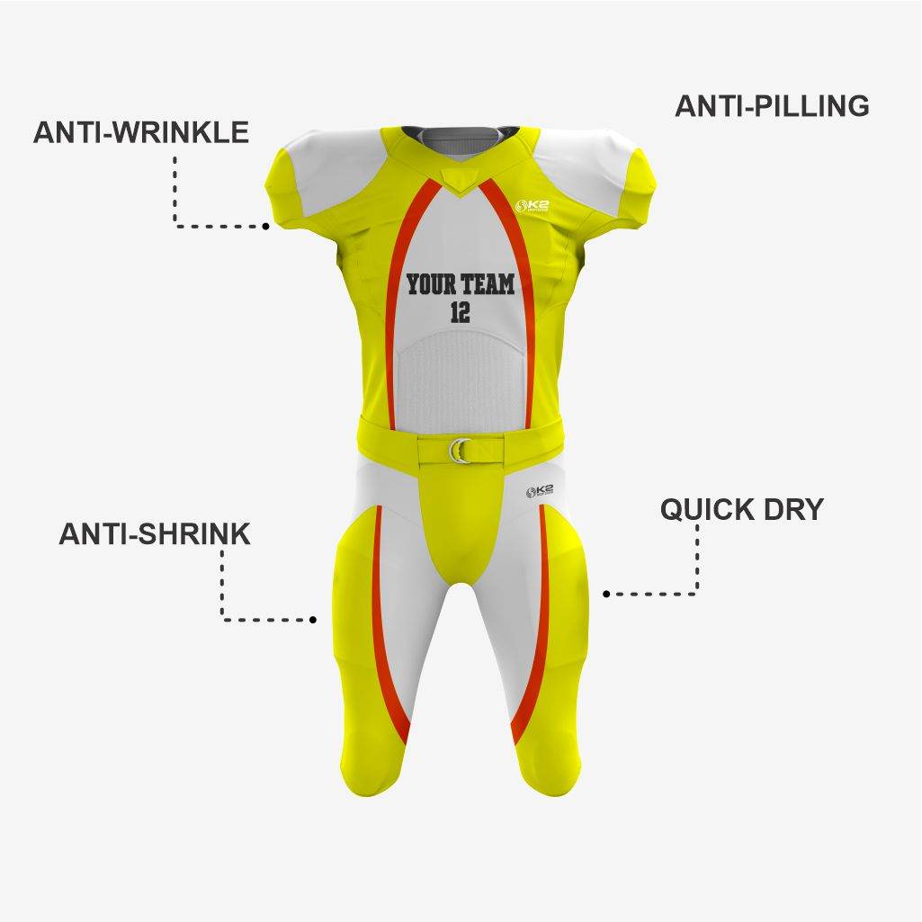 Yellow/Red Personalized American Football Uniform for Men/Women/Youth - K2 Sportswear | Custom Sports Uniforms & Apparels - K2 Sportswear