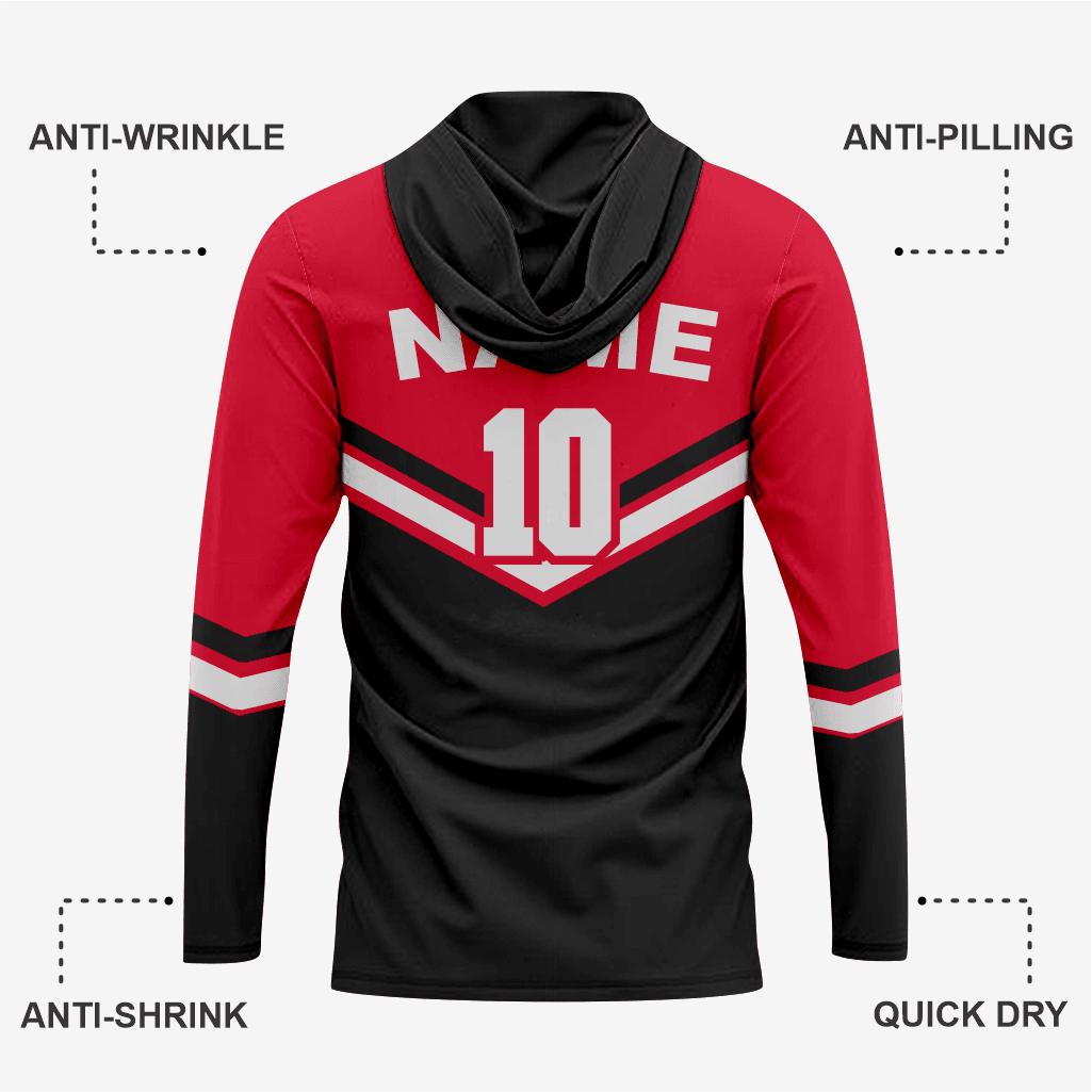 Custom Softball T-Shirt Hoodie in Red/Black for Men/Women - K2 Sportswear | Custom Sports Uniforms & Apparels - K2 Sportswear