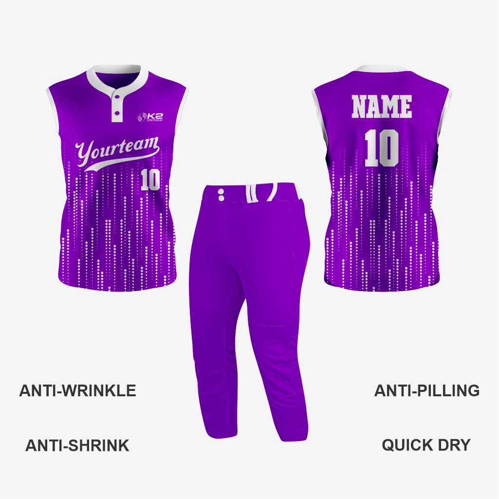 Premium Purple Sleeveless Softball Jersey with 2 Buttons - K2 Sportswear | Custom Sports Uniforms & Apparels - K2 Sportswear