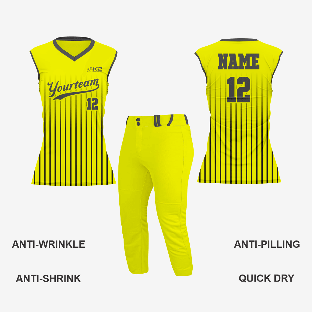 Custom Softball Sleeveless V Neck Jersey – Yellow - K2 Sportswear | Custom Sports Uniforms & Apparels - K2 Sportswear