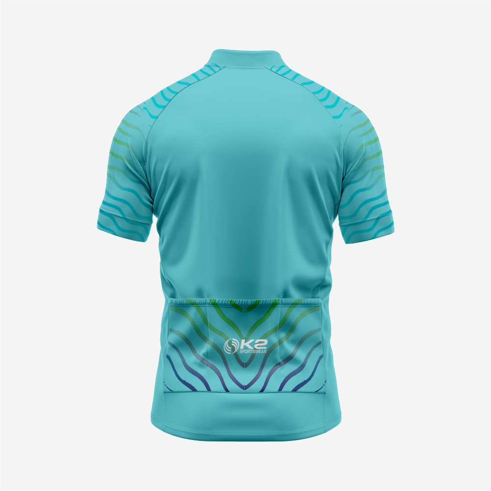 Men’s Turquoise Short Sleeve Cycling Jersey for Road and Racing