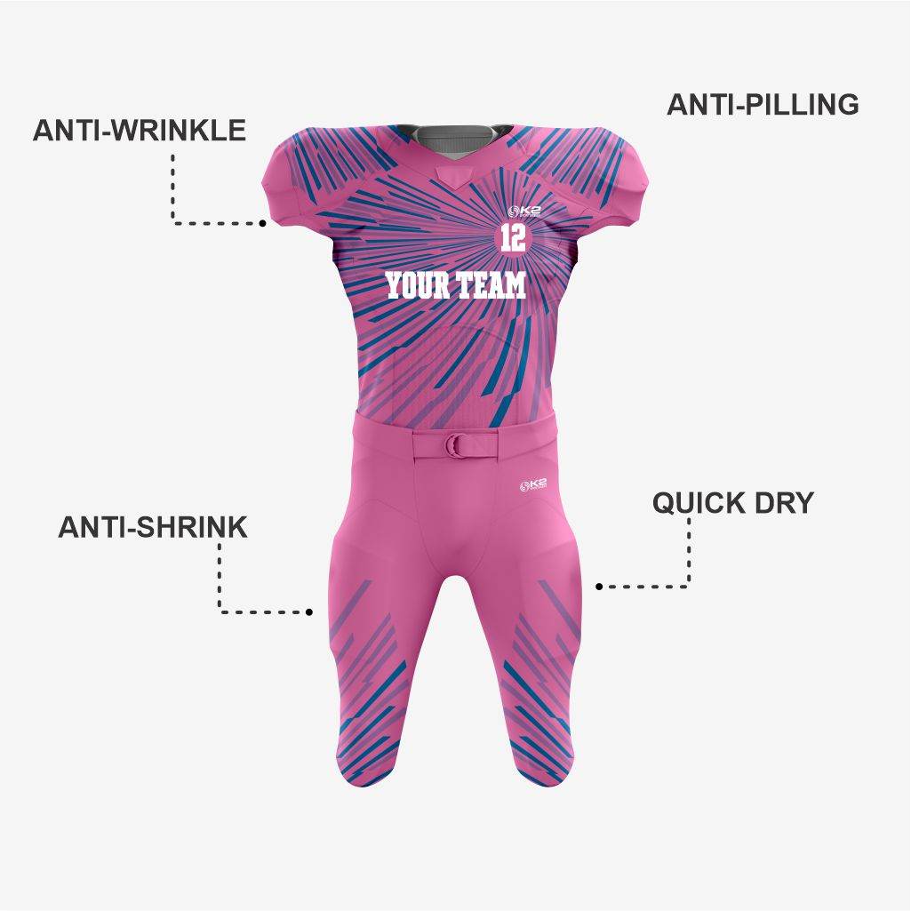 Custom American Football Uniform in Pale Red Violet - K2 Sportswear | Custom Sports Uniforms & Apparels - K2 Sportswear