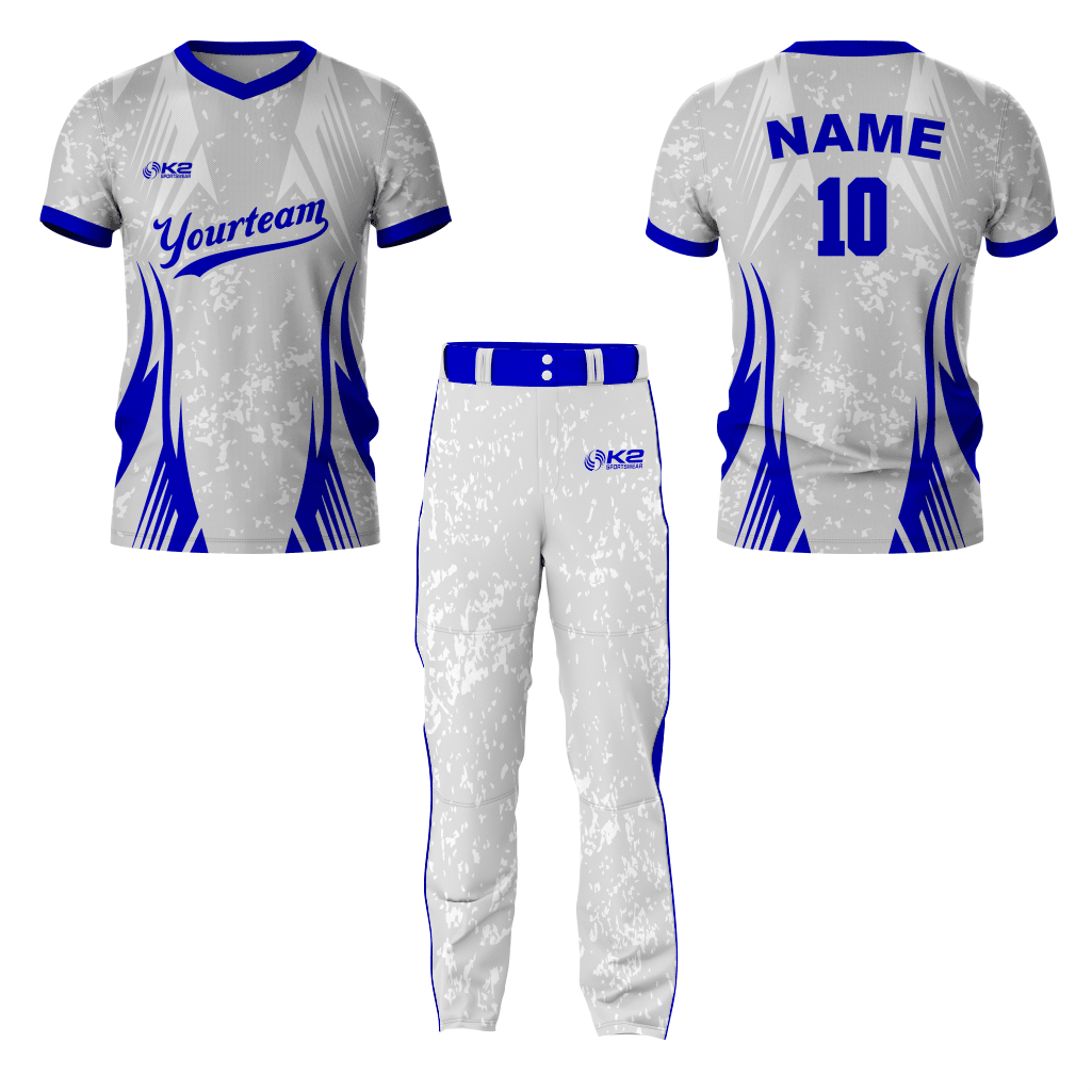 High-Quality Blue and Grey Baseball V Neck Jersey for Teams - K2 Sportswear | Custom Sports Uniforms & Apparels - K2 Sportswear
