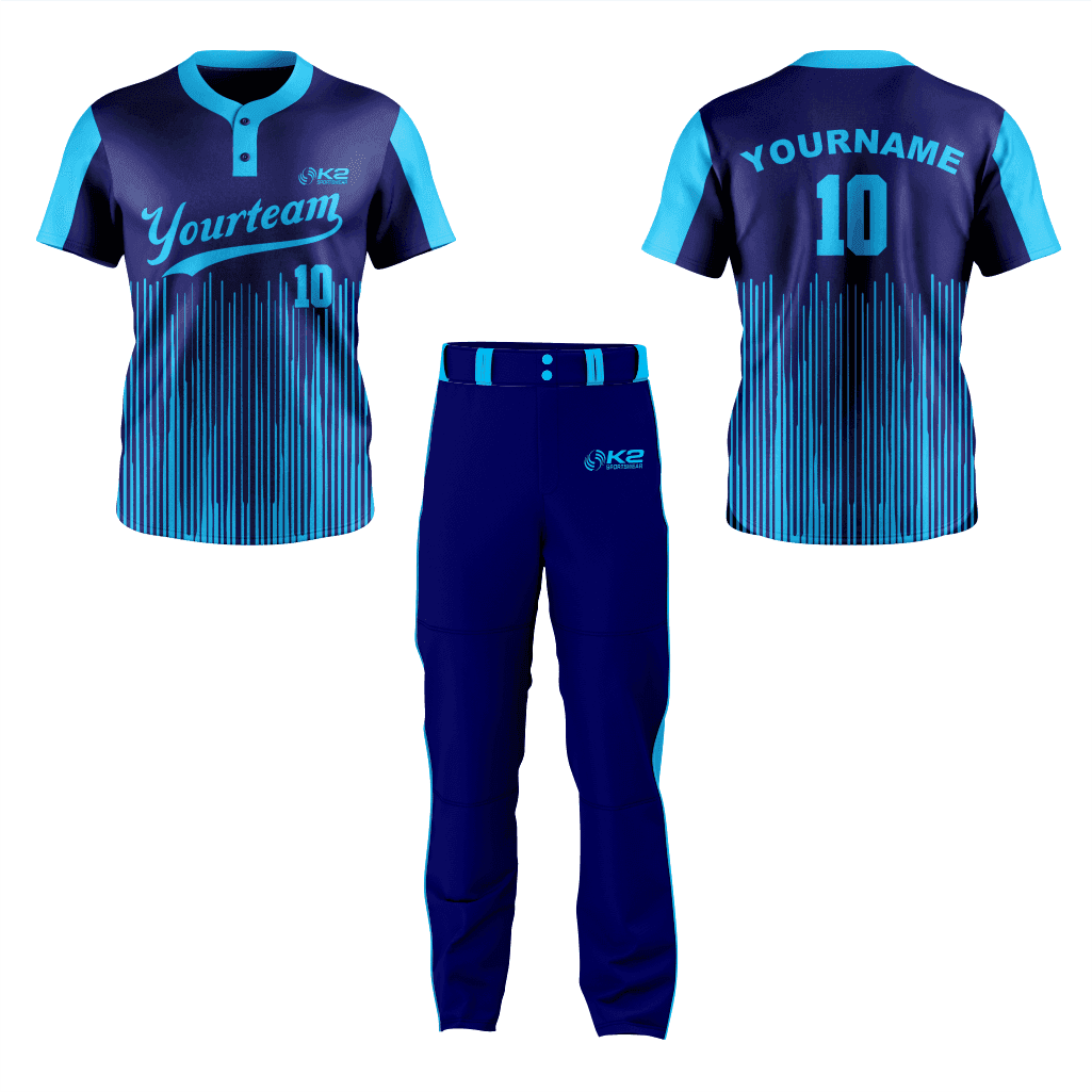 2 Button Baseball Custom Jersey in Navy and Sky - K2 Sportswear | Custom Sports Uniforms & Apparels - K2 Sportswear
