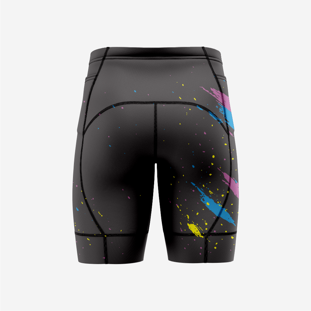Black Mens Padded Bicycle Shorts with Breathable Compression Fabric