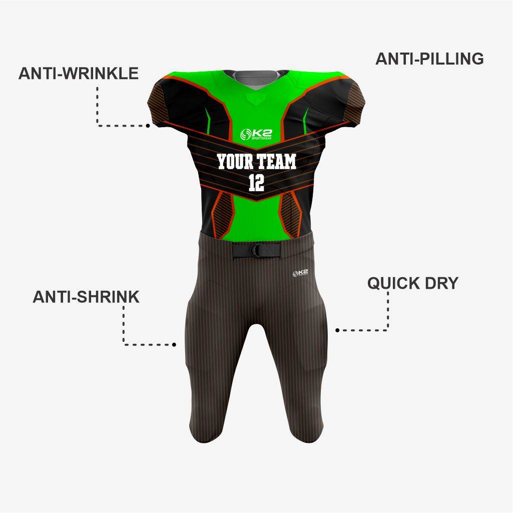 Custom Black/Paris Green American Football Jersey/Kit – Unisex - K2 Sportswear | Custom Sports Uniforms & Apparels - K2 Sportswear