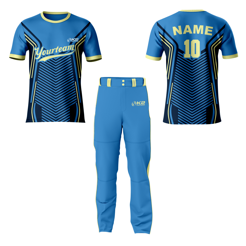 Custom Baseball Crew Neck Uniform in Steel Blue - K2 Sportswear | Custom Sports Uniforms & Apparels - K2 Sportswear
