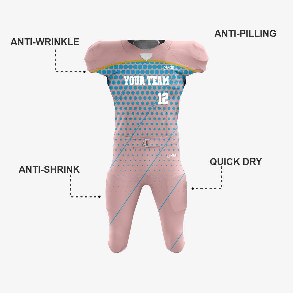 Personalized Light Pink American Football Uniform – Unisex Fit - K2 Sportswear | Custom Sports Uniforms & Apparels - K2 Sportswear