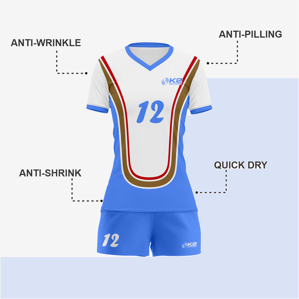 Personalized Blue Volleyball Uniform Set for Athletes - K2 Sportswear | Custom Sports Uniforms & Apparels - K2 Sportswear