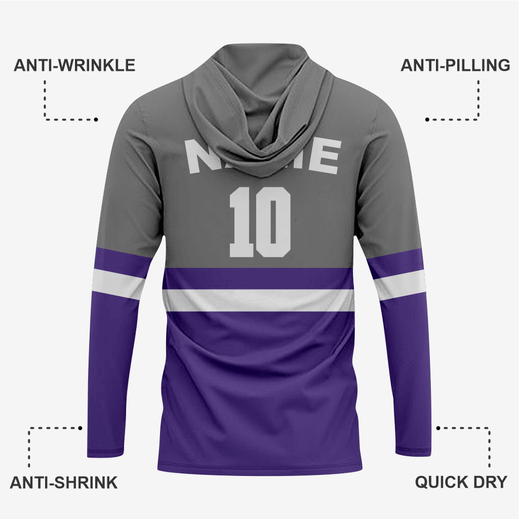 Personalized Softball T-Shirt Hoodie in Grey/Indigo for Men/Women - K2 Sportswear | Custom Sports Uniforms & Apparels - K2 Sportswear