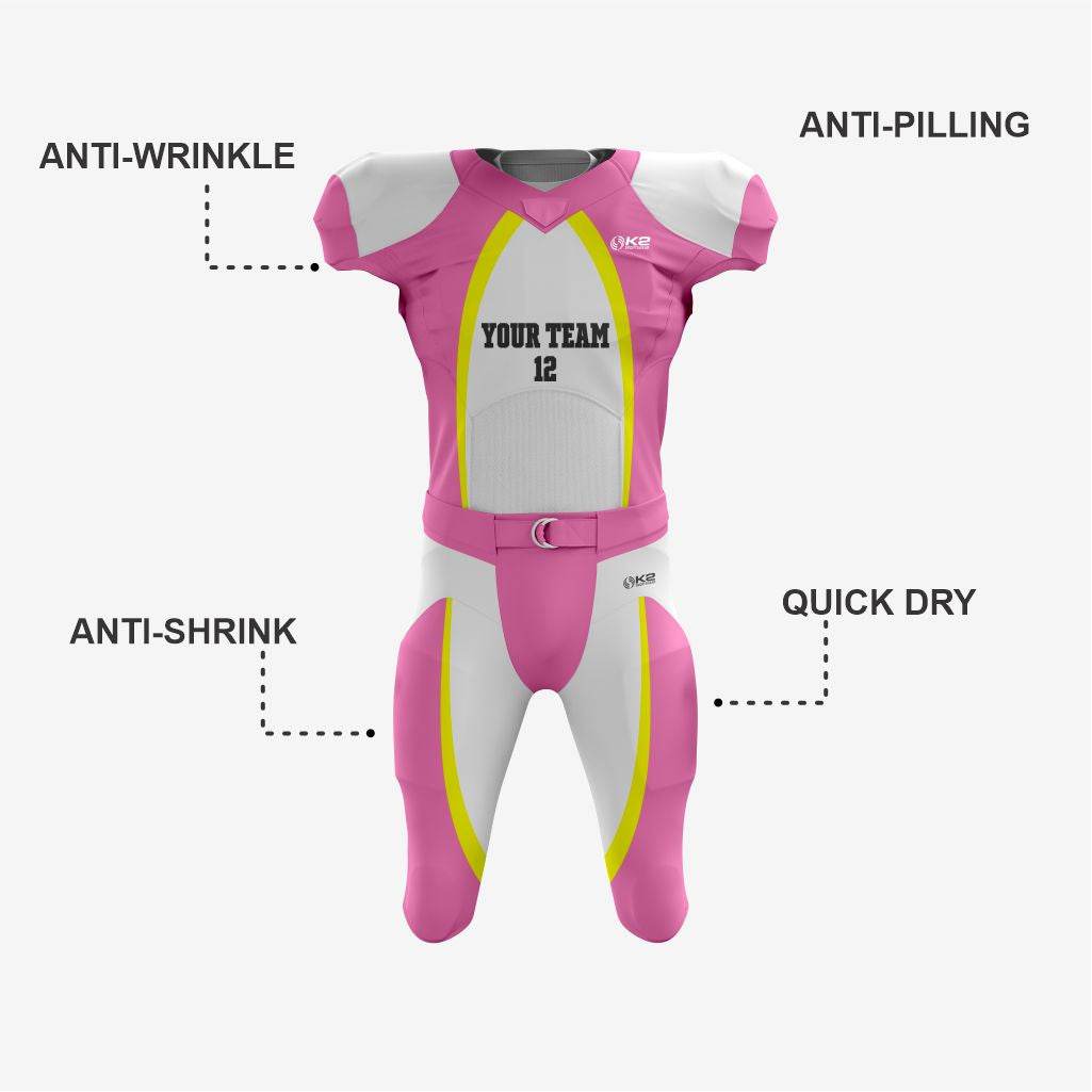 Yellow/Pink Personalized American Football Uniform for Men/Women/Youth - K2 Sportswear | Custom Sports Uniforms & Apparels - K2 Sportswear