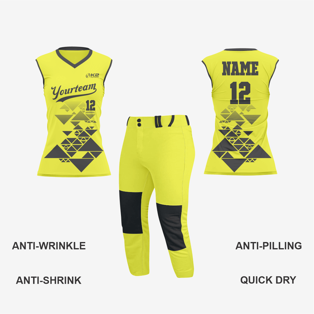 Yellow Women’s Sleeveless V Neck Softball Jersey - K2 Sportswear | Custom Sports Uniforms & Apparels - K2 Sportswear