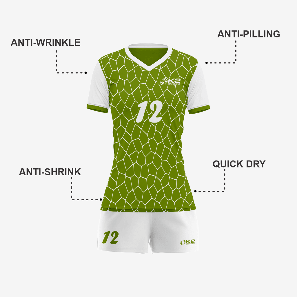 Team Ready Custom Apple Green Volleyball Uniform Set - K2 Sportswear | Custom Sports Uniforms & Apparels - K2 Sportswear