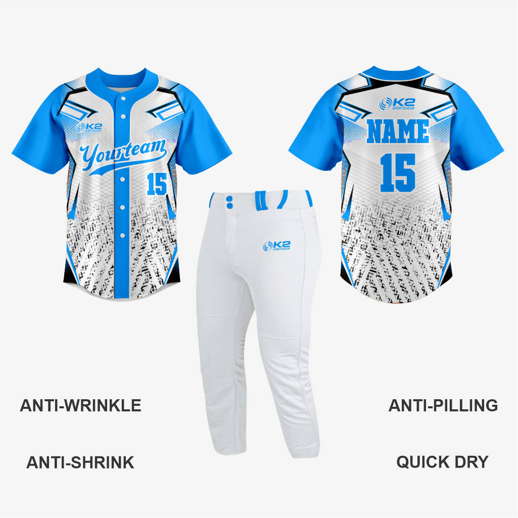 Personalized Softball Jersey – Sky Blue Full Button Style - K2 Sportswear | Custom Sports Uniforms & Apparels - K2 Sportswear
