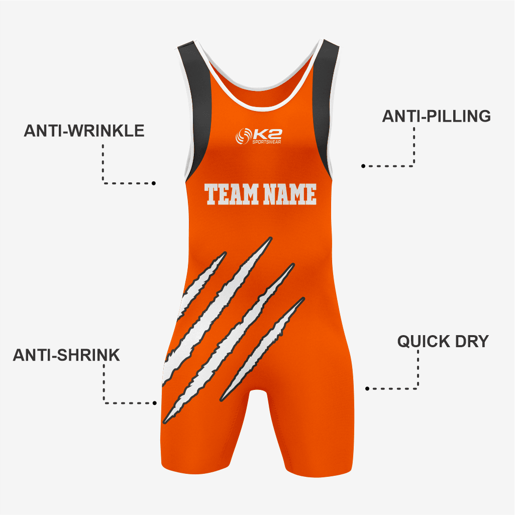 Custom Orange Wrestling Singlet – Premium Quality - K2 Sportswear | Custom Sports Uniforms & Apparels - K2 Sportswear