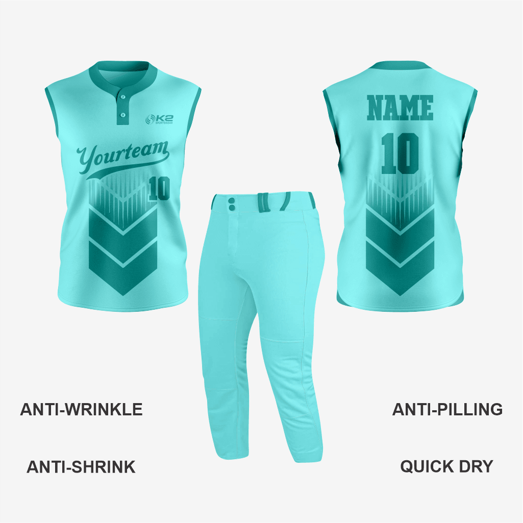 Custom 2-Button Sleeveless Softball Jersey – Turquoise for Your Team - K2 Sportswear | Custom Sports Uniforms & Apparels - K2 Sportswear