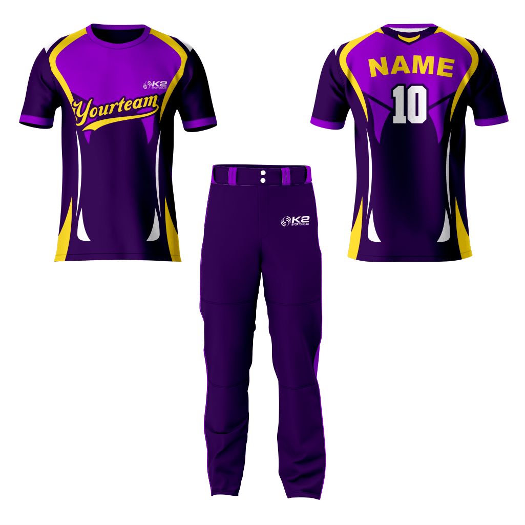 Custom Dark Purple Crew Neck Baseball Jersey - K2 Sportswear | Custom Sports Uniforms & Apparels - K2 Sportswear