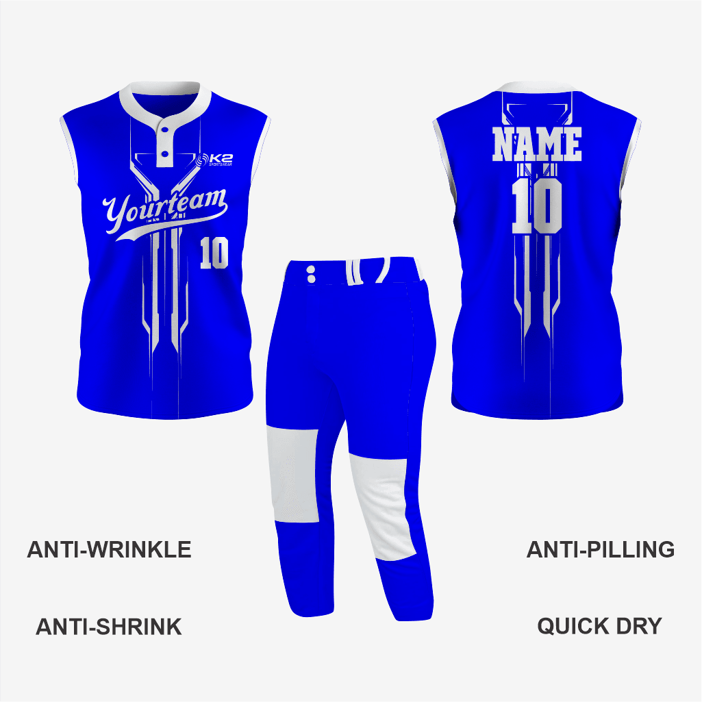 Premium Dark Blue Sleeveless Softball Jersey with 2 Buttons - K2 Sportswear | Custom Sports Uniforms & Apparels - K2 Sportswear