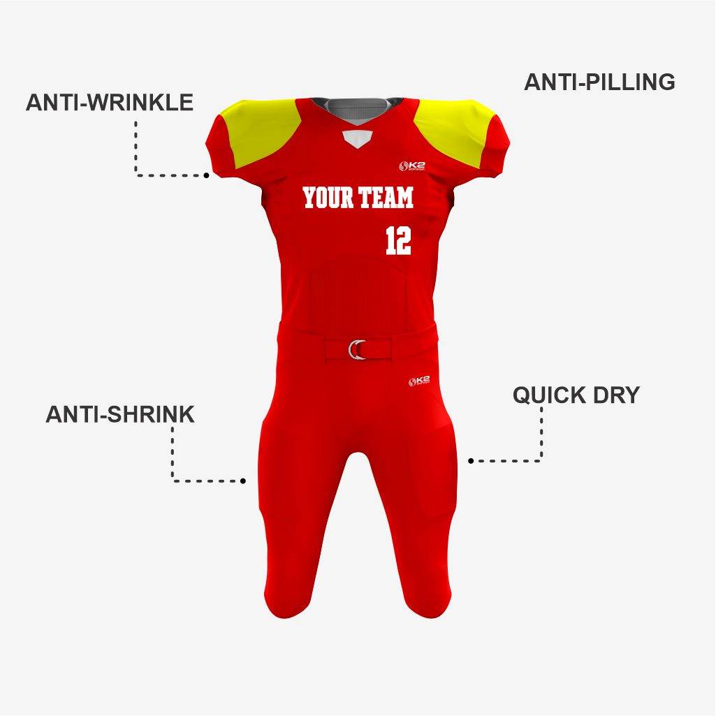 Custom Red American Football Uniform – Men & Women - K2 Sportswear | Custom Sports Uniforms & Apparels - K2 Sportswear