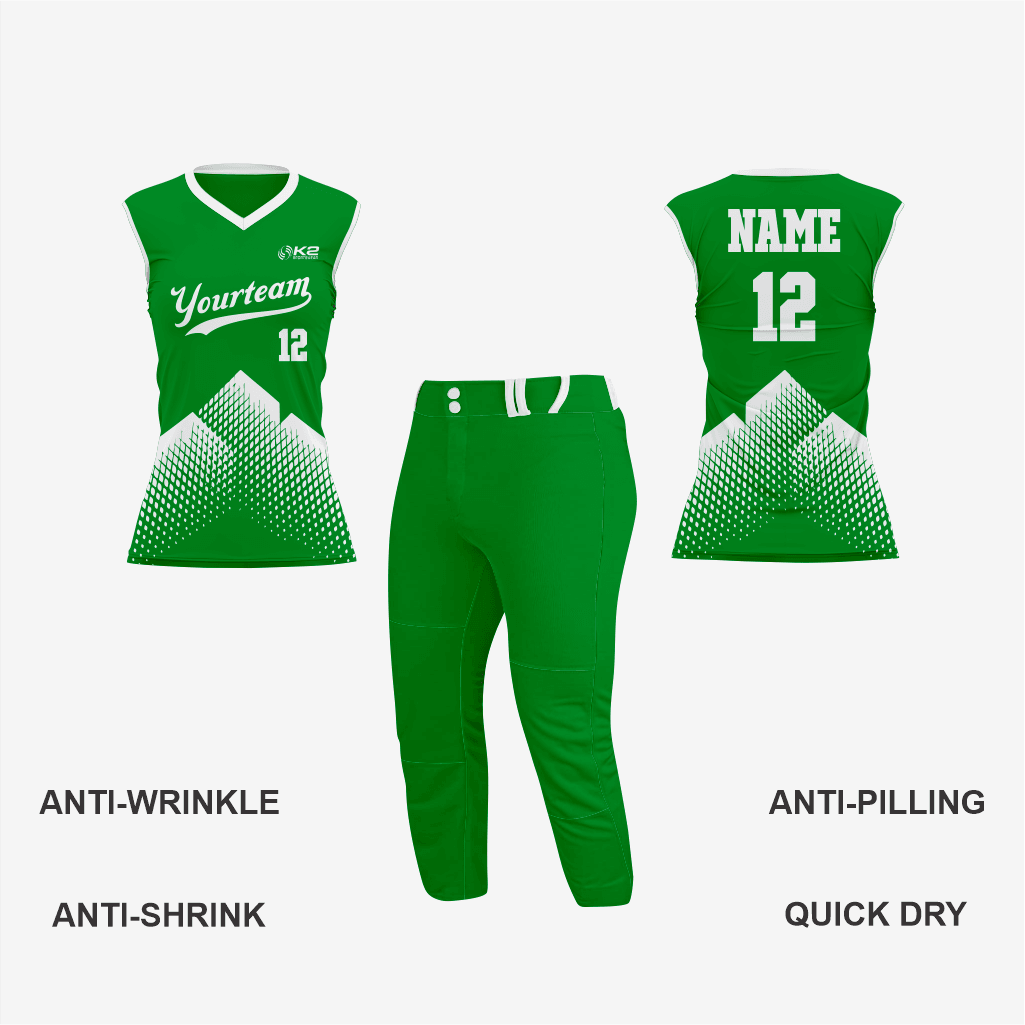 Dark Green Custom Softball Sleeveless V Neck Uniform/Kit - K2 Sportswear | Custom Sports Uniforms & Apparels - K2 Sportswear