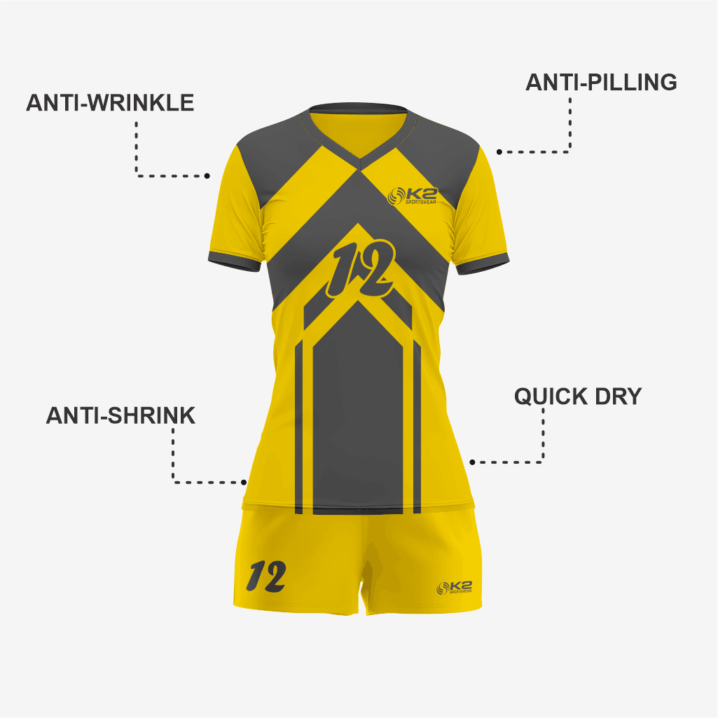 Personalized Yellow Volleyball Uniform Set for Athletes - K2 Sportswear | Custom Sports Uniforms & Apparels - K2 Sportswear