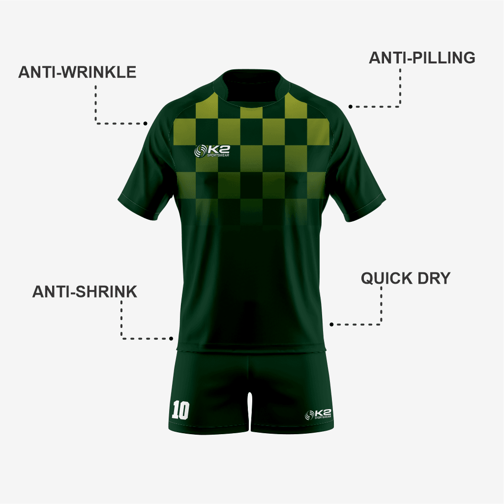 Customized Rugby Uniform Set in Dark Green - K2 Sportswear | Custom Sports Uniforms & Apparels - K2 Sportswear