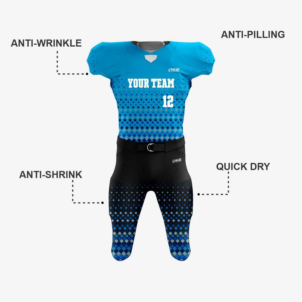 Sky Blue/Black Customized American Football Jersey - Men/Women - K2 Sportswear | Custom Sports Uniforms & Apparels - K2 Sportswear