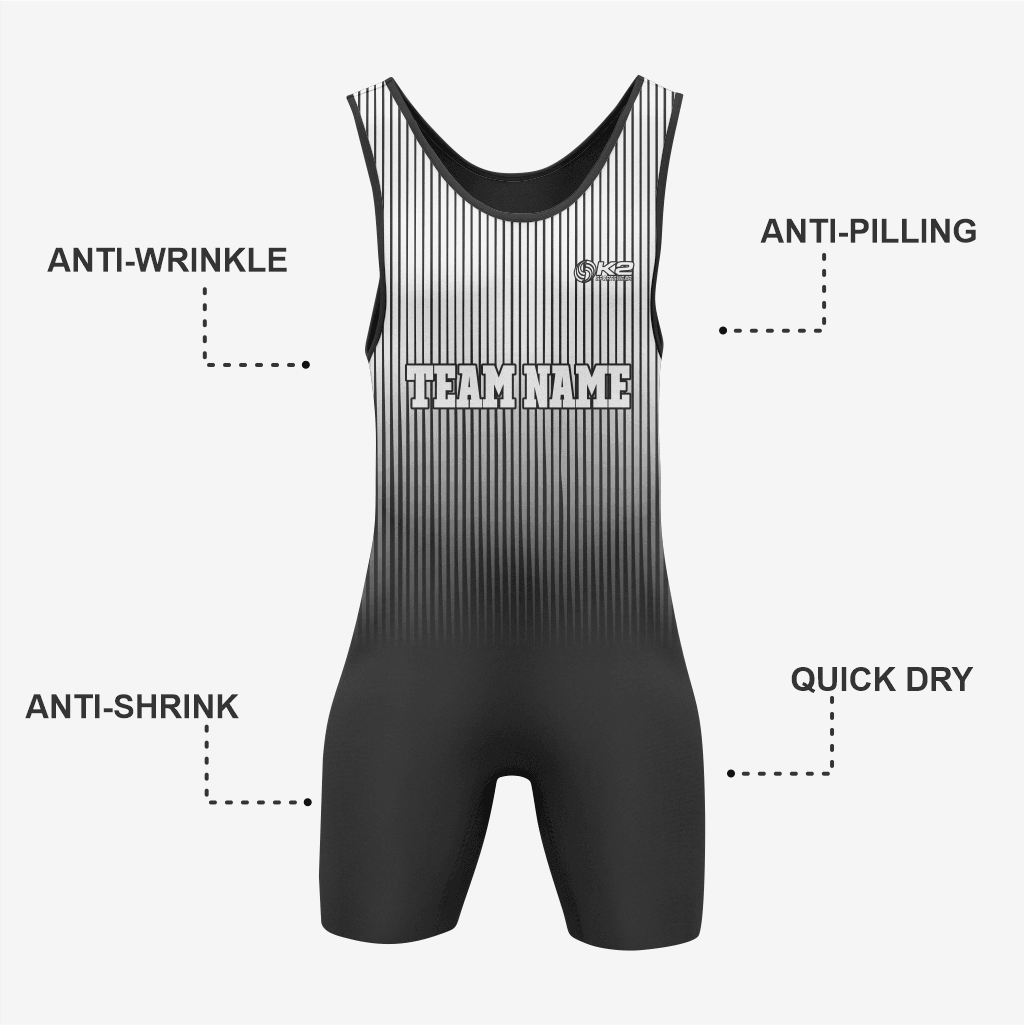 Personalized White/Black Wrestling Singlet – Premium Quality - K2 Sportswear | Custom Sports Uniforms & Apparels - K2 Sportswear
