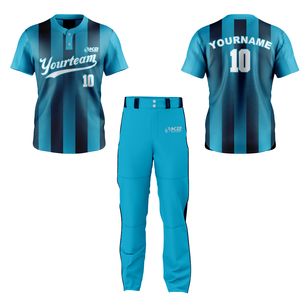 Personalized Sea Blue Baseball Jersey – 2 Button - K2 Sportswear | Custom Sports Uniforms & Apparels - K2 Sportswear