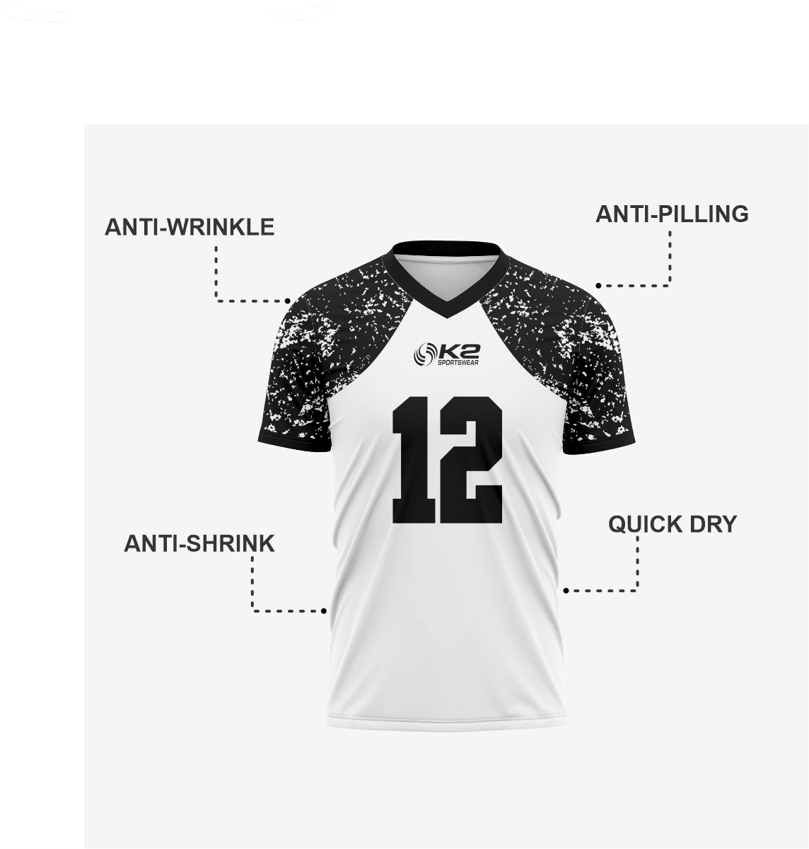 Custom White/Black Football Fan Jersey for Men & Women - K2 Sportswear | Custom Sports Uniforms & Apparels - K2 Sportswear